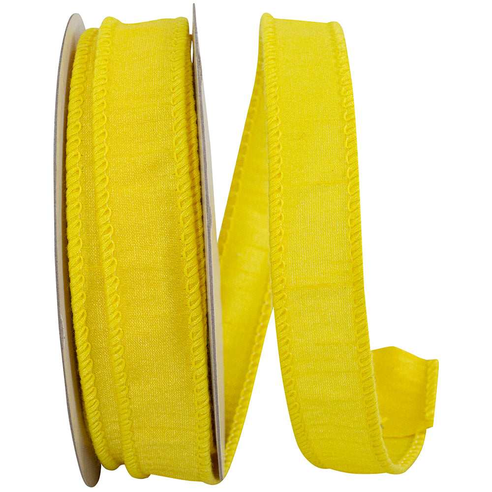 Yellow 7 8 Inch Dupioni Wired Edge Ribbon for Wreaths & Bows