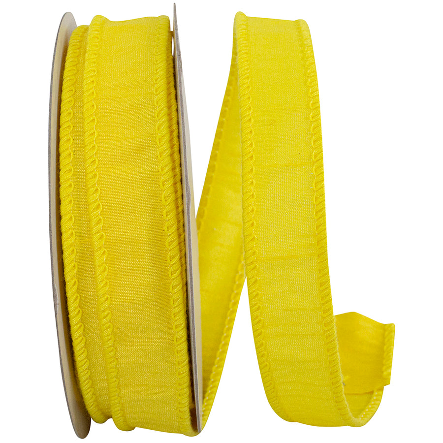 Yellow 7 8 Inch Dupioni Wired Edge Ribbon for Wreaths & Bows