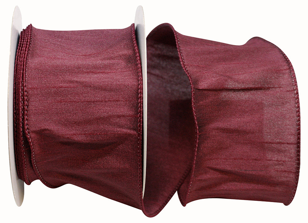 Burgundy Dupioni Wired Edge Ribbon 2-1/2 Inch 10 Yards