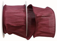 Burgundy Dupioni Wired Edge Ribbon 2-1/2 Inch 10Yds