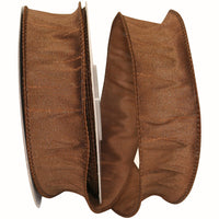 Brown 1-1 2 Inch Dupioni Wired Edge Ribbon for Wreaths & Bows