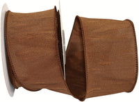 Brown 2-1 2 Inch Dupioni Wired Edge Ribbon for Wreaths & Bows