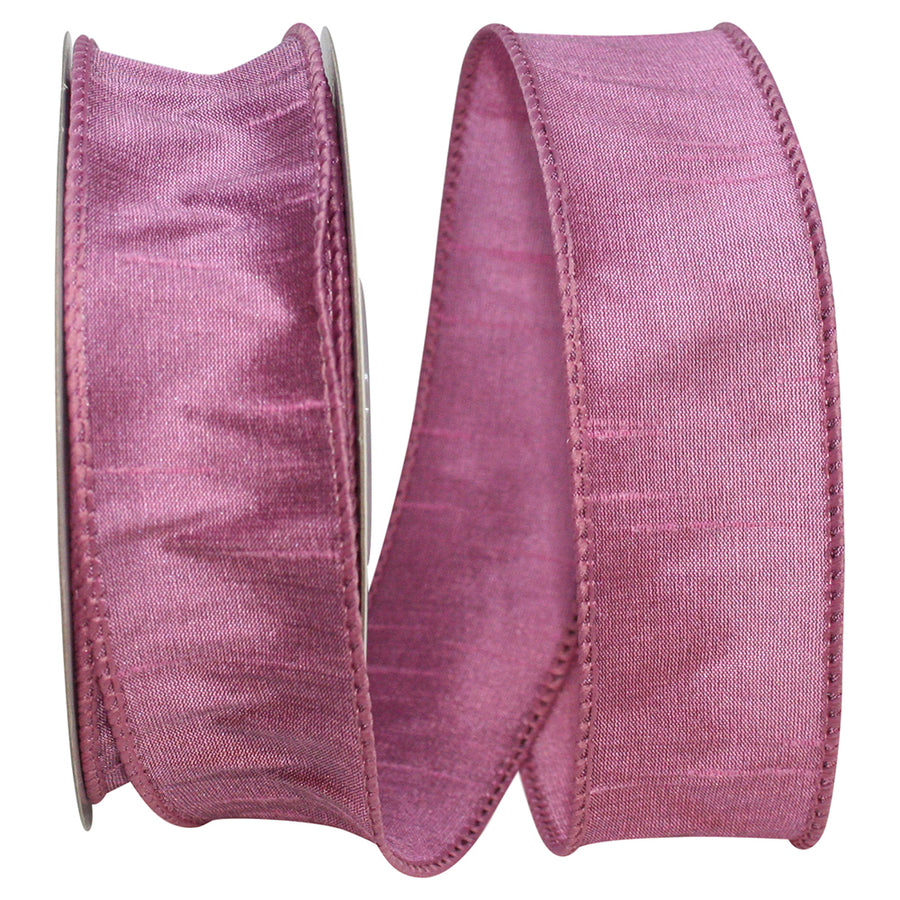 Dupioni Wired Edge Ribbon 1-1/2 Inch Rosy for Wreaths
