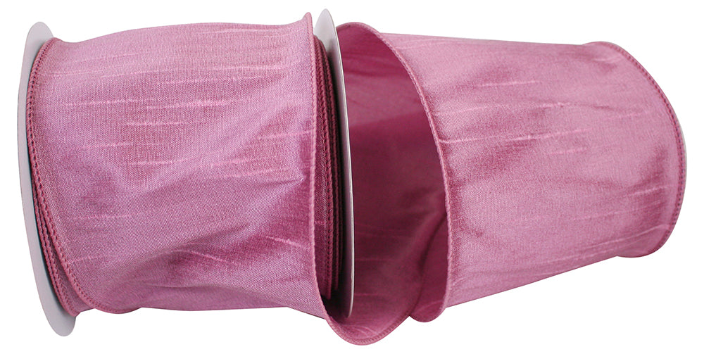 Rosy 4 Inch Dupioni Wired Edge Ribbon for Wreaths & Bows