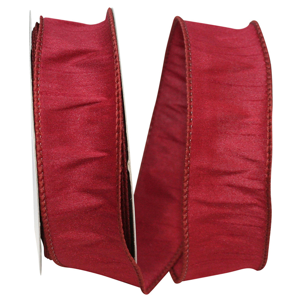 Dupioni Wired Edge Ribbon Wine 1-1/2 Inch for Wreaths