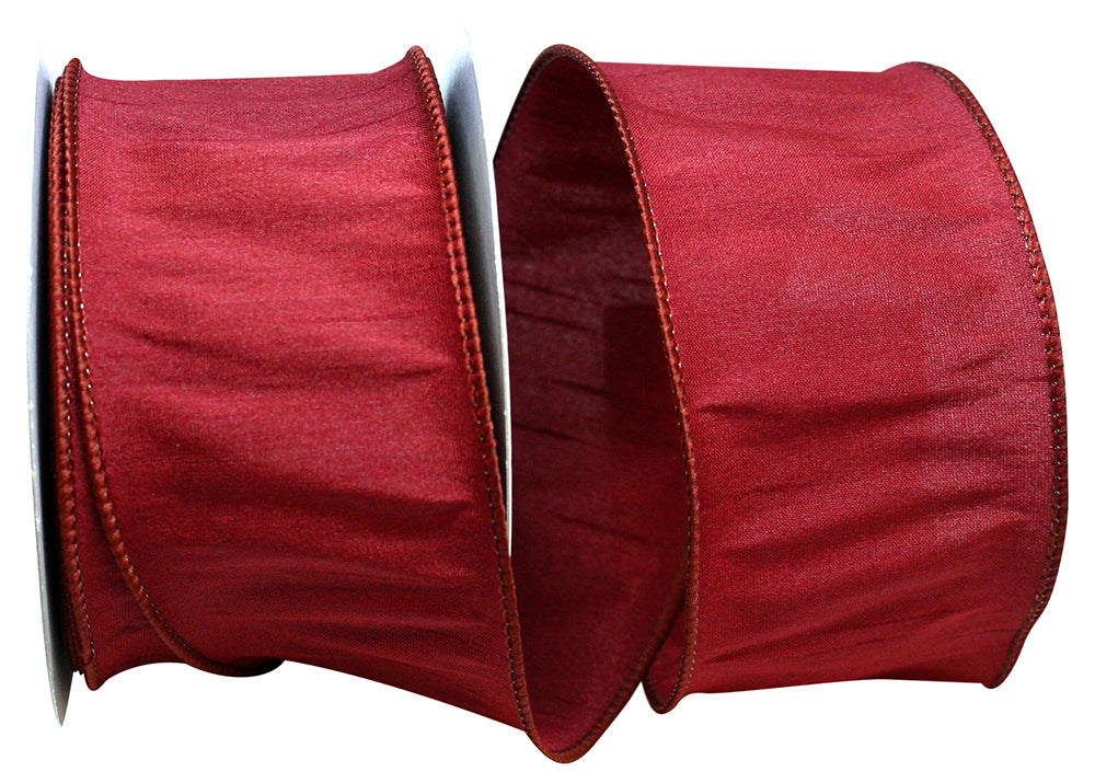 Wine Dupioni Wired Edge Ribbon 2-1/2 Inch for Bows