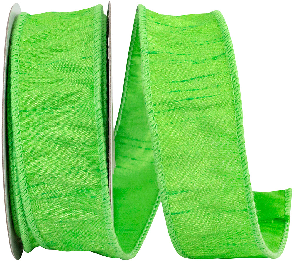 Dupioni Wired Edge Ribbon Lime 1-1/2 Inch for Bows