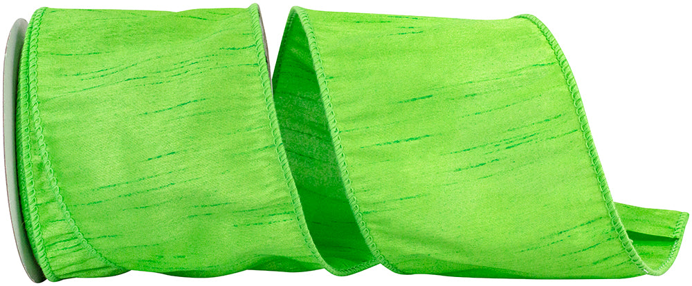 Lime 4 Inch Dupioni Wired Edge Ribbon for Wreaths & Bows