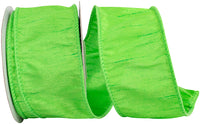 Lime Dupioni Wired Edge Ribbon 2-1/2 Inch for Bows