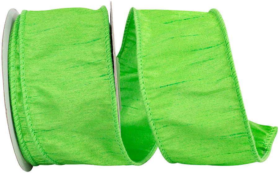 Lime Dupioni Wired Edge Ribbon 2-1/2 Inch for Bows