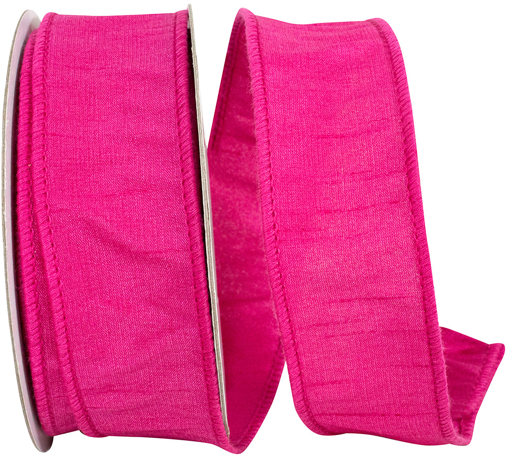 Fuchsia 1-1 2 Inch Dupioni Wired Edge Ribbon for Wreaths & Bows