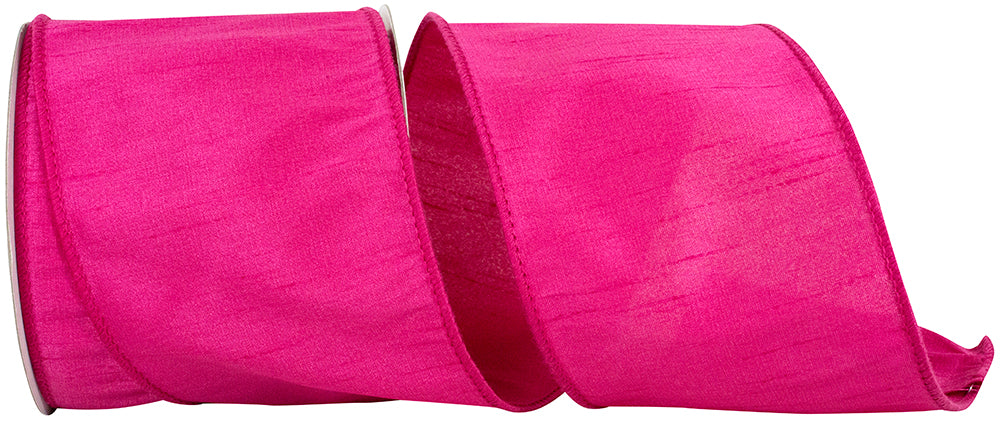 Fuchsia 4 Inch Dupioni Wired Edge Ribbon for Wreaths & Bows