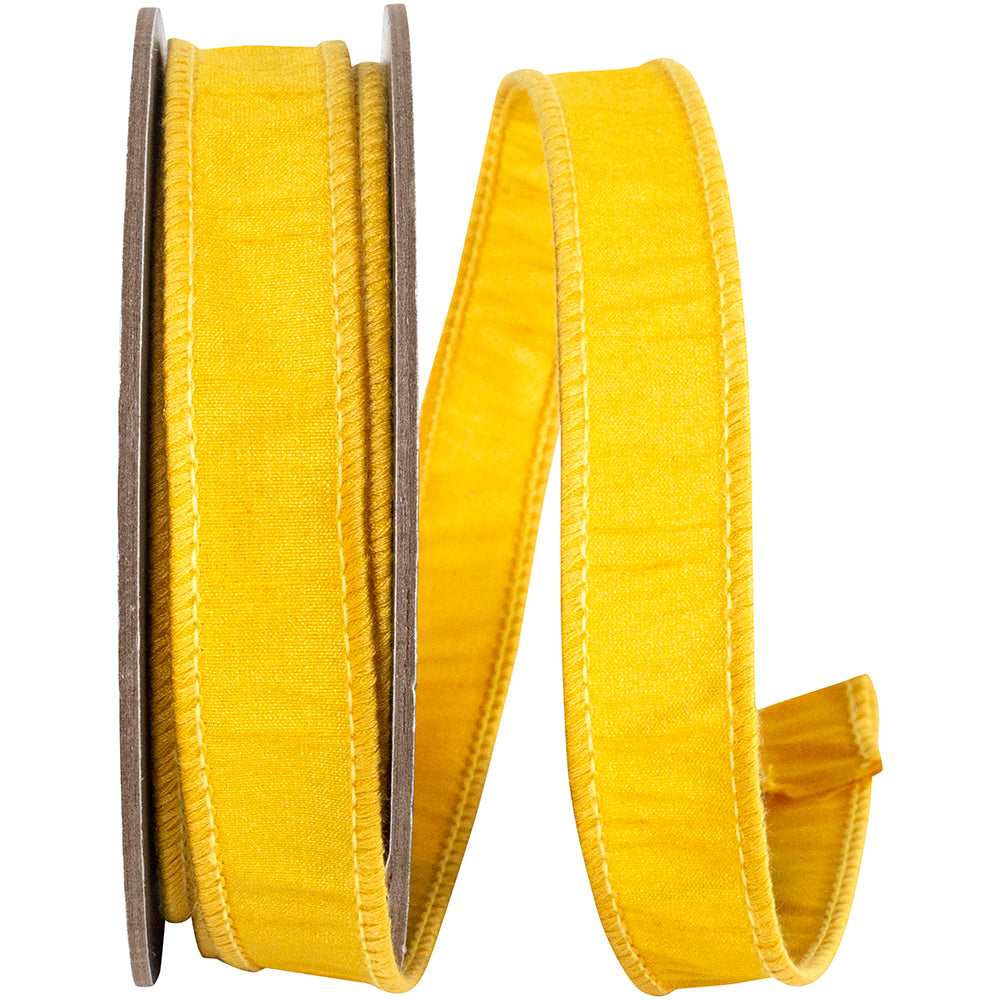 Golden 7 8 Inch Dupioni Wired Edge Ribbon for Wreaths & Bows
