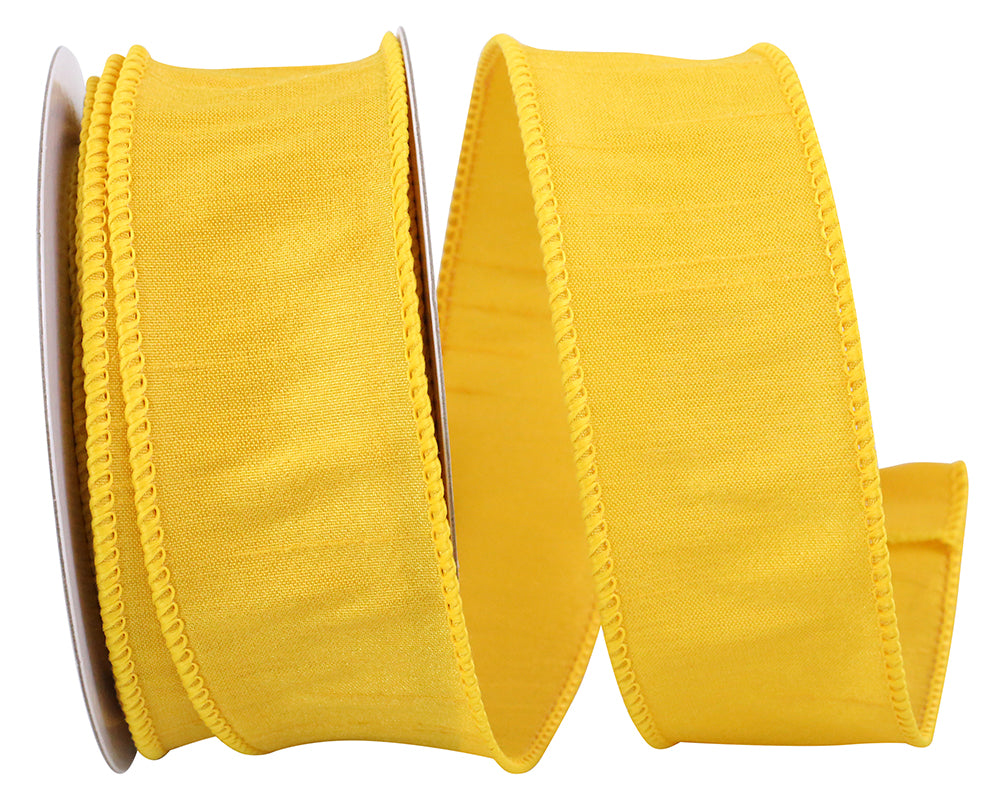 Golden 1-1 2 Inch Dupioni Wired Edge Ribbon for Wreaths & Bows