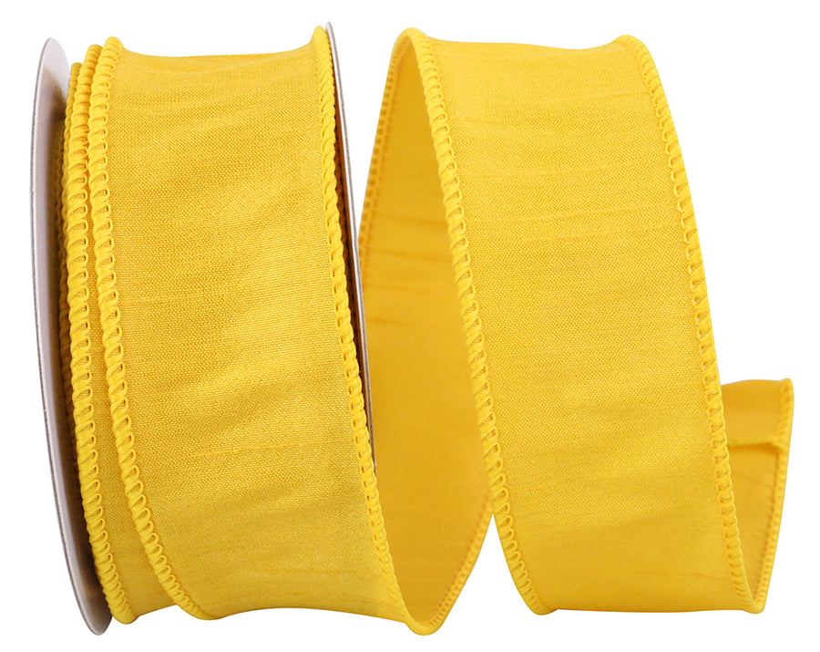 Golden 1-1 2 Inch Dupioni Wired Edge Ribbon for Wreaths & Bows