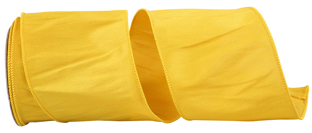 Golden 4 Inch Dupioni Wired Edge Ribbon for Wreaths & Bows