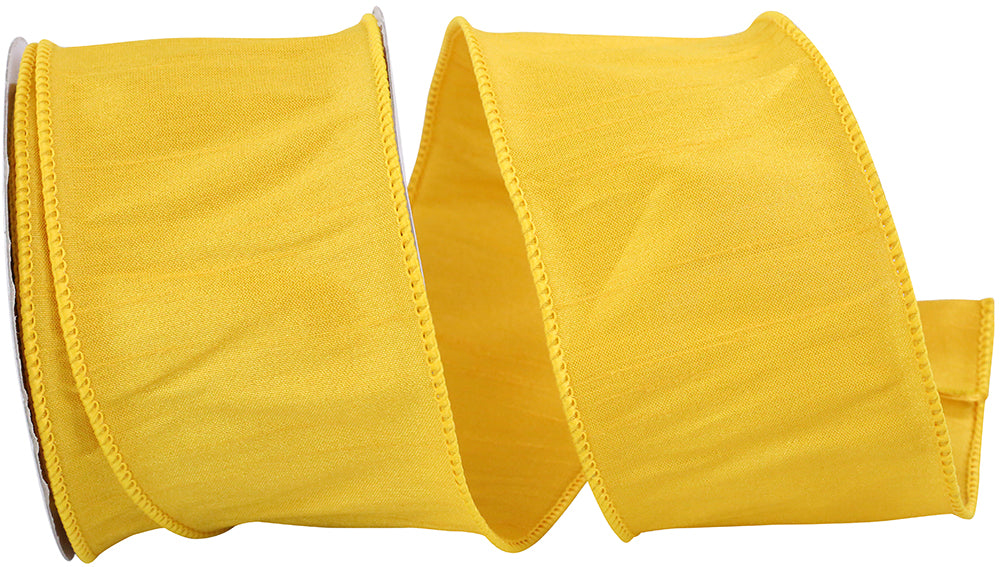 Golden 2-1 2 Inch Dupioni Wired Edge Ribbon for Wreaths & Bows