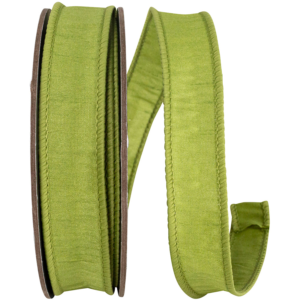 Green 7 8 Inch Dupioni Wired Edge Ribbon for Wreaths & Bows
