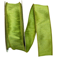 Green 1-1 2 Inch Dupioni Wired Edge Ribbon for Wreaths & Bows