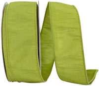 Green 2-1 2 Inch Dupioni Wired Edge Ribbon for Wreaths & Bows