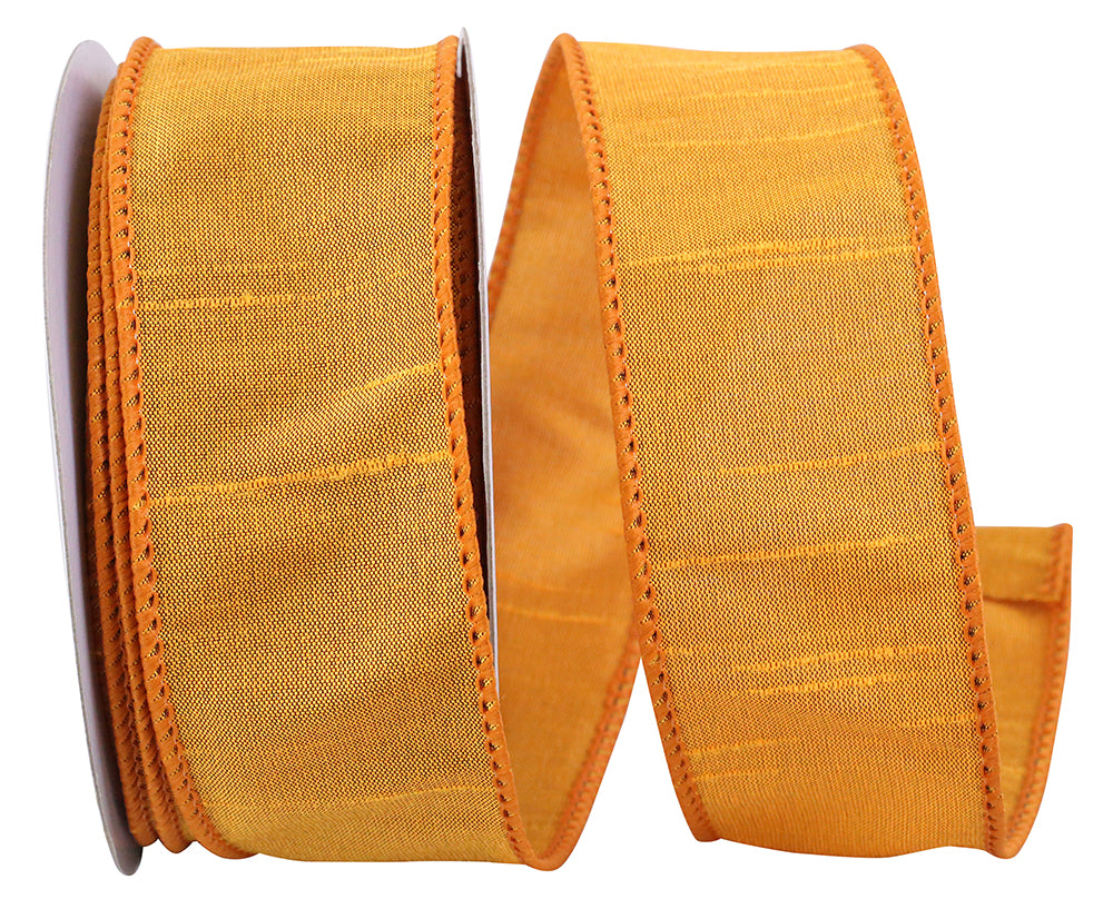 Yellow 1-1 2 Inch Dupioni Wired Edge Ribbon for Wreaths & Bows