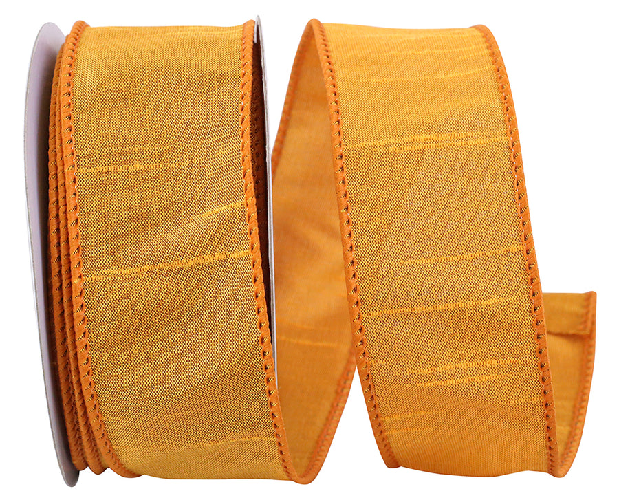 Yellow 1-1 2 Inch Dupioni Wired Edge Ribbon for Wreaths & Bows