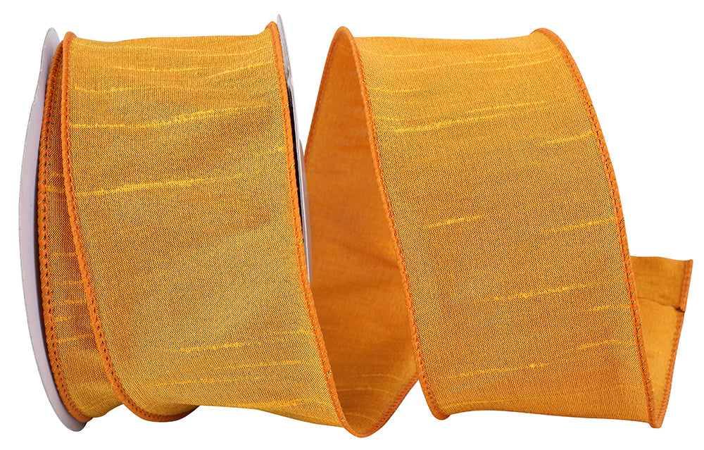 Yellow 2-1 2 Inch Dupioni Wired Edge Ribbon for Wreaths & Bows