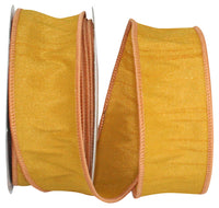 Mustard 1-1 2 Inch Dupioni Wired Edge Ribbon for Wreaths & Bows