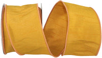 Mustard 2-1 2 Inch Dupioni Wired Edge Ribbon for Wreaths & Bows