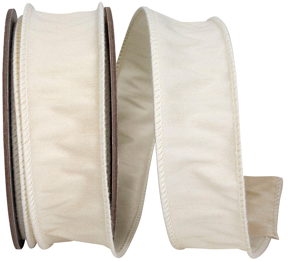 Ivory Dupioni Wired Edge Ribbon 1-1/2 Inch for Bows