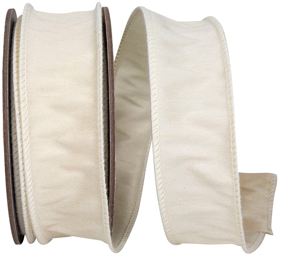Ivory Dupioni Wired Edge Ribbon 1-1/2 Inch for Bows