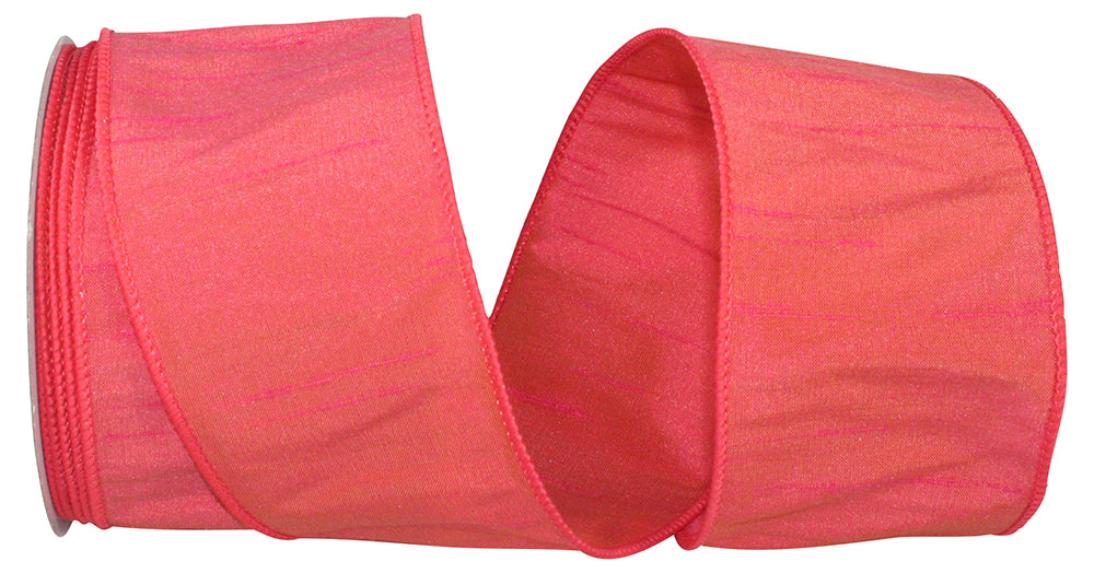 Coral 2-1 2 Inch Dupioni Wired Edge Ribbon for Wreaths & Bows