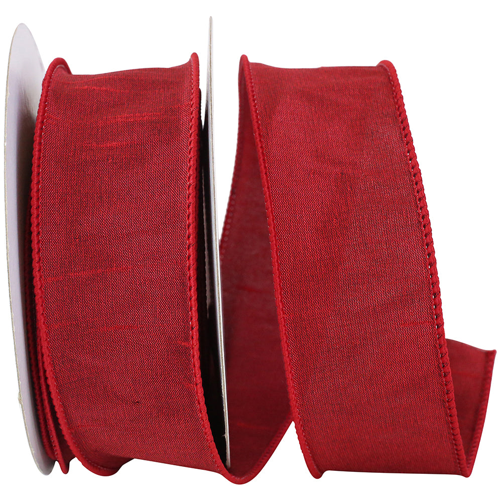 Scarlet Dupioni Wired Edge Ribbon 1-1/2 Inch for Bows