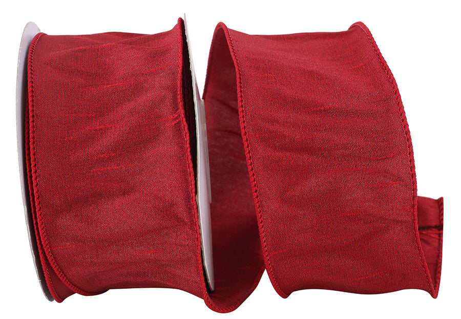 Scarlet Dupioni Wired Edge Ribbon 2-1/2 Inch for Bows