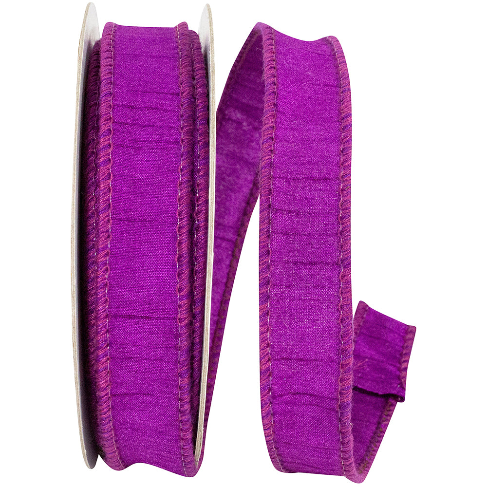 Plum 7 8 Inch Dupioni Wired Edge Ribbon for Wreaths & Bows