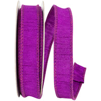 Plum 7 8 Inch Dupioni Wired Edge Ribbon for Wreaths & Bows