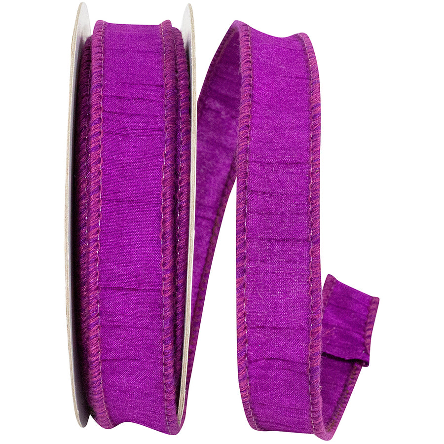 Plum 7 8 Inch Dupioni Wired Edge Ribbon for Wreaths & Bows