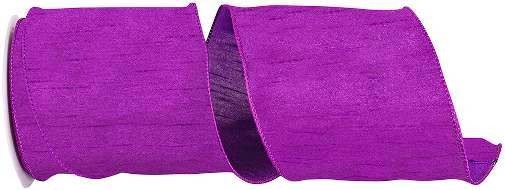 Plum 4 Inch Dupioni Wired Edge Ribbon for Wreaths & Bows