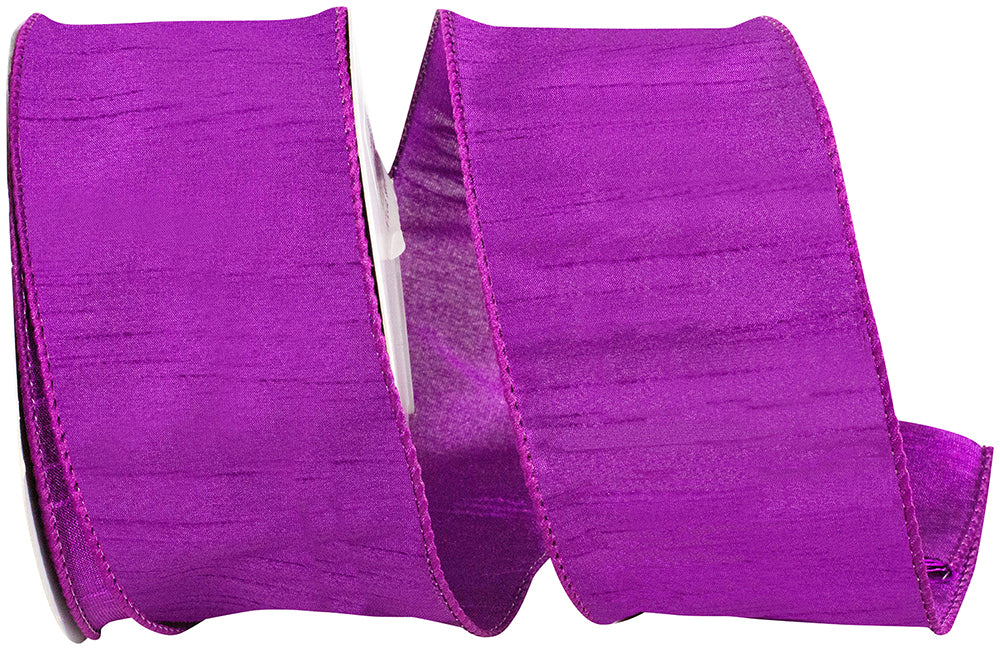 Plum Dupioni Wired Edge Ribbon 2-1/2 Inch for Wreaths