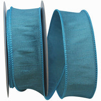 Turquoise Dupioni Wired Edge Ribbon 1-1/2 Inch for Bows