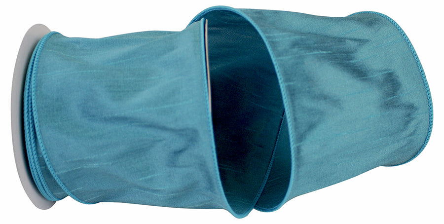 Turquoise Dupioni Wired Edge Ribbon 4 Inch for Bows
