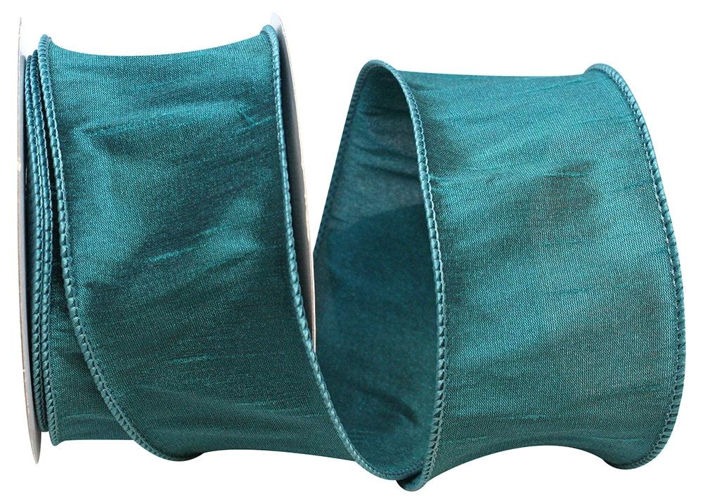 Jade 2-1 2 Inch Dupioni Wired Edge Ribbon for Wreaths & Bows