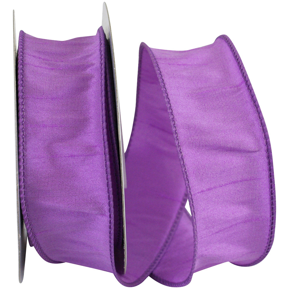 Violet Dupioni Wired Edge Ribbon 1-1/2 Inch for Wreaths