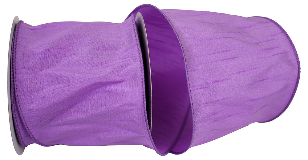 Violet 4 Inch Dupioni Wired Edge Ribbon for Wreaths & Bows