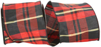 Buffalo Dupioni Metallic Plaid Ribbon Red Black 4 Inch