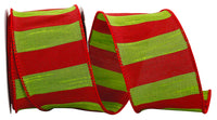 Dupioni Ribbon Chartreuse Red 2-1/2 Inch Wired Edge
