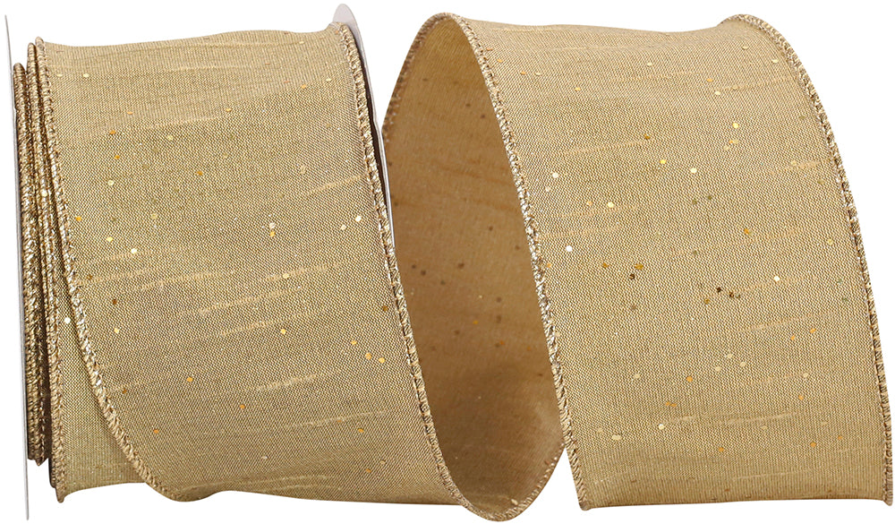 Antique Glitter Dupioni Wired Edge Ribbon 2-1/2 Inch