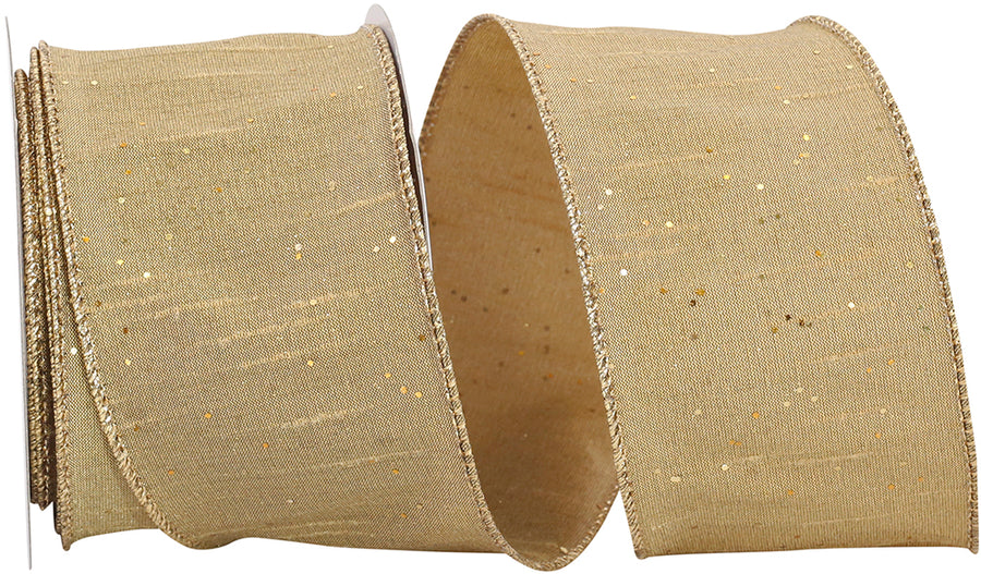 Antique Glitter Dupioni Wired Edge Ribbon 2-1/2 Inch