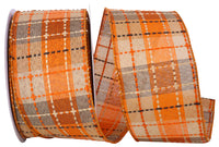 Check Stitch Plaid Wired Edge Ribbon Multi 2-1/2 Inch