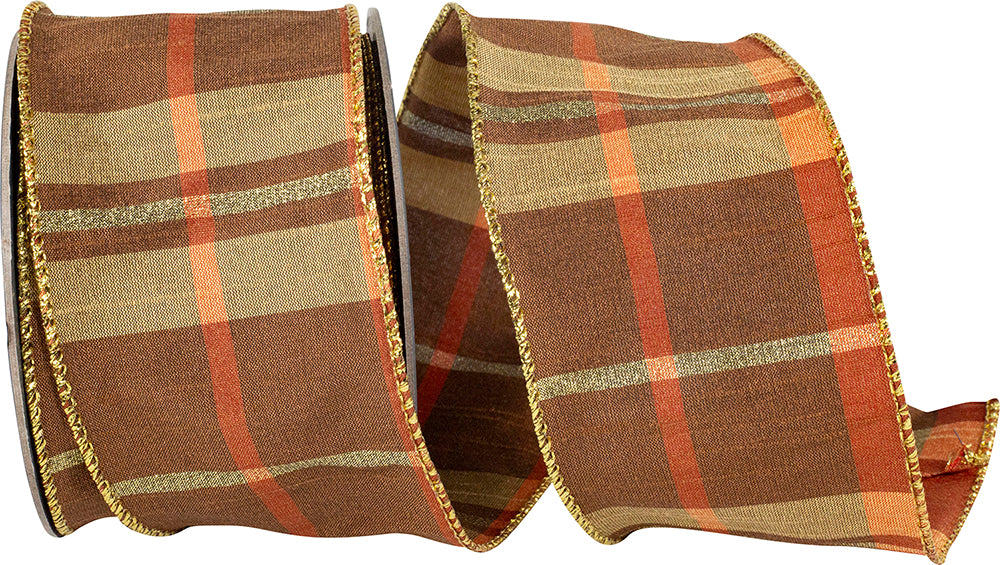 Plaid Mary Dupioni Metallic Wired Edge Ribbon 2-1/2 Inch Multi